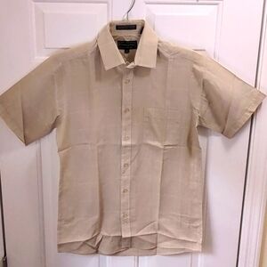 Vintage men's Ferruche Savage beige small short sleeve shirt